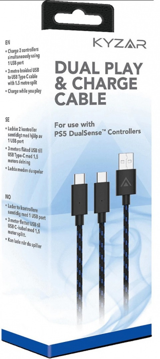 Kyzar Laddkabel för 2st DualSense-kontroller in de groep HOME ELECTRONICS / Spelconsoles en accessoires / Sony PlayStation 5 bij TP E-commerce Nordic AB (38-96571)