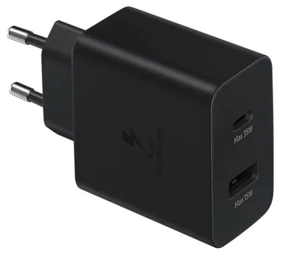 Samsung EP-TA220NBEGEU 35W Strömadapter 1X USB-C + 1X USB-A in de groep SMARTPHONE & TABLETS / Opladers & Kabels / Wandoplader / Wandoplader Type C bij TP E-commerce Nordic AB (38-96596)