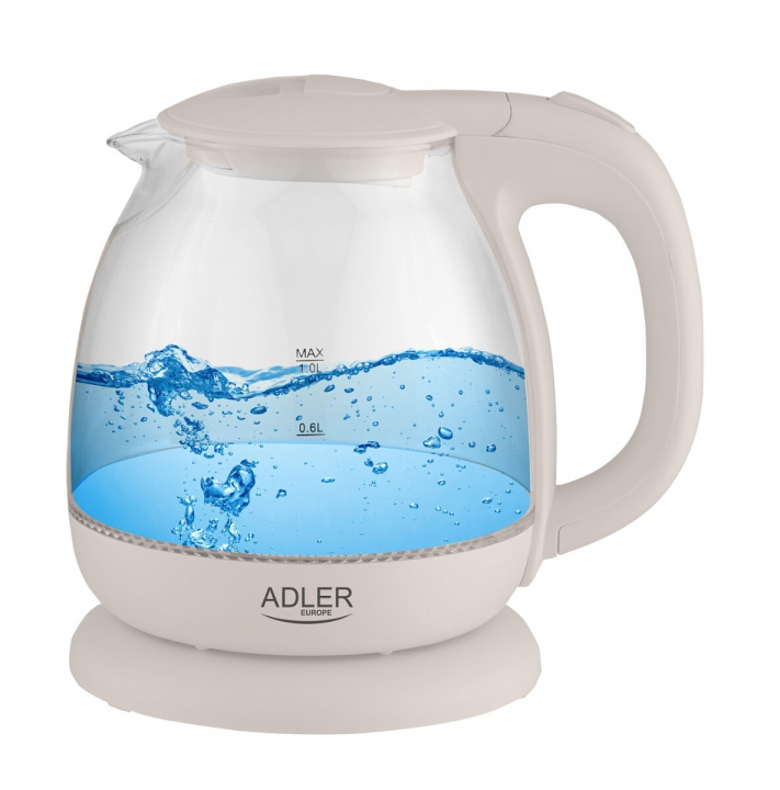 Adler Vattenkokare i glas, Vit in de groep HUISHOUDEN & TUIN / Huishoudelijke apparaten / Water & Sap / Waterkokers bij TP E-commerce Nordic AB (38-96655)