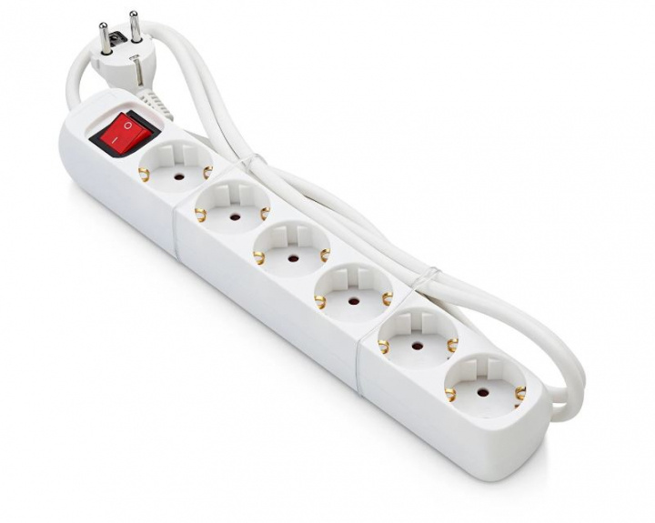 Verdeeldoos met zes stopcontacten en schakelaar in de groep HUISHOUDEN & TUIN / Elektriciteit & Verlichting / Stekkerblokken bij TP E-commerce Nordic AB (38-96802)