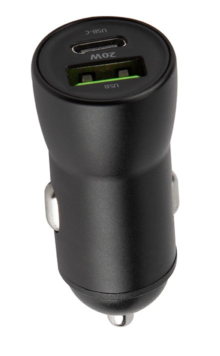 Maxlife MXCC-04 PD QC Autolader 1x USB-C 1x USB 20W, Zwart in de groep SMARTPHONE & TABLETS / Opladers & Kabels / Autoladers / Autoladers Type-C bij TP E-commerce Nordic AB (38-96939)