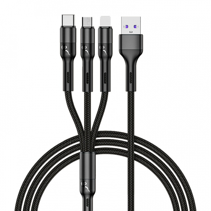 EGA 3-i-1 Kabel USB-A till USB-C/Lightning/Micro-USB, 1m, Svart in de groep SMARTPHONE & TABLETS / Opladers & Kabels / Kabels / Kabels Type C bij TP E-commerce Nordic AB (38-96974)