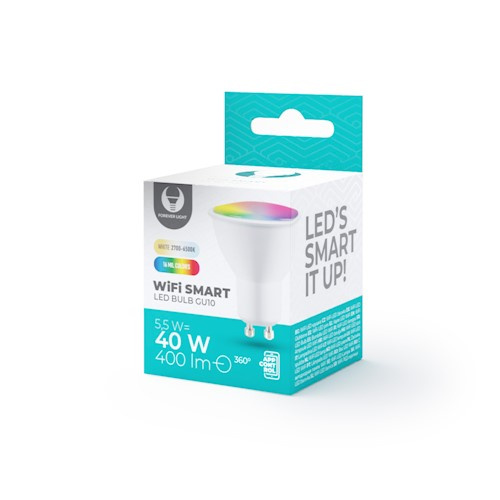 Forever Light Slimme LED-lamp met WiFi GU10 5.5W, 400lm, RGB in de groep HOME ELECTRONICS / Verlichting / LED-lampen bij TP E-commerce Nordic AB (38-97200)
