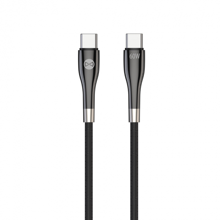 Forever Stijlvolle kabel USB-C - USB-C 1,0 m 60W zwart in de groep COMPUTERS & RANDAPPARATUUR / Computerkabels / USB / USB-C bij TP E-commerce Nordic AB (38-97655)