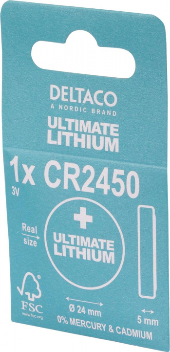 DELTACO Ultimate Lithium-batteri, 3V, CR2450 knappcell, 1-pack in de groep HOME ELECTRONICS / Batterijen & Opladers / Batterijen / Knoopcel bij TP E-commerce Nordic AB (38-97660)