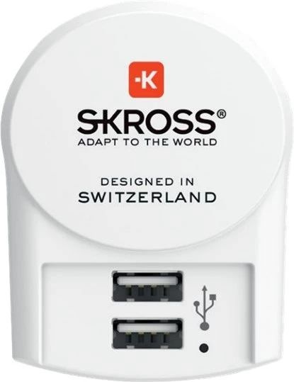 Skross Reseadapter Europa till 2x USB-A in de groep HUISHOUDEN & TUIN / Elektriciteit & Verlichting / Reisadapters bij TP E-commerce Nordic AB (38-98103)