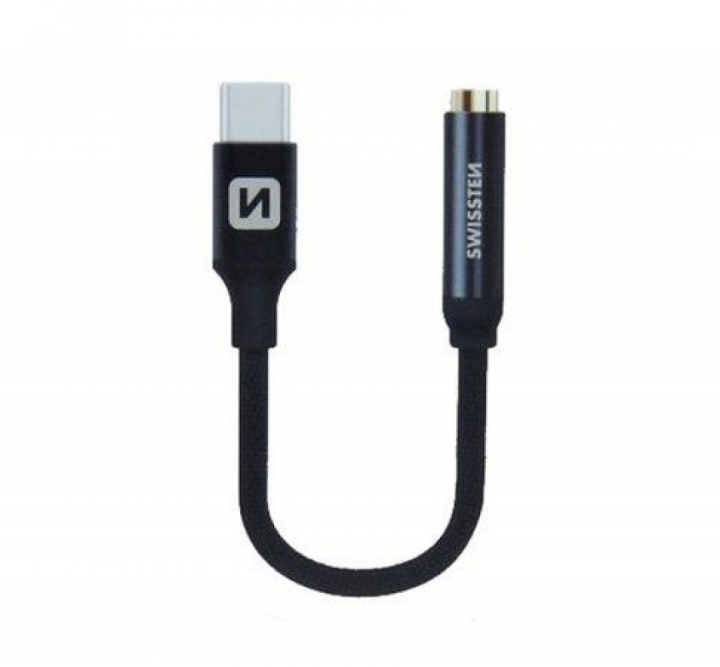 Swissten USB-C till 3,5mm Adapter, 15cm, Svart in de groep SMARTPHONE & TABLETS / Opladers & Kabels / Adapters bij TP E-commerce Nordic AB (38-98165)