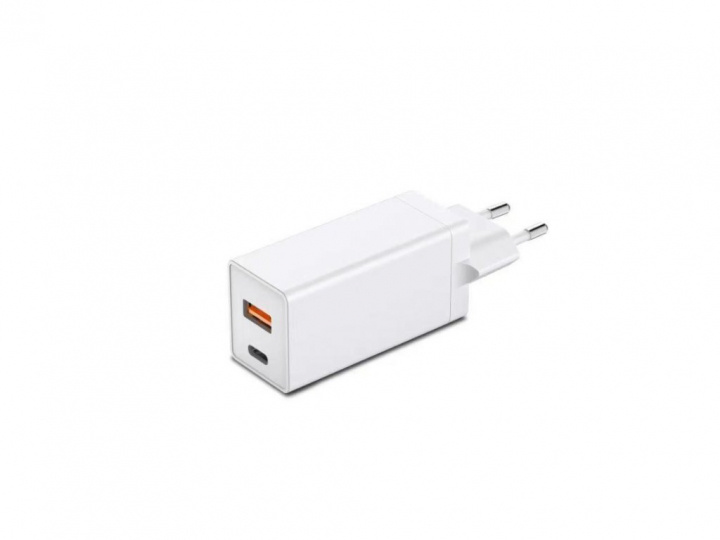 USB-C + USB-A Power Adapter 65W PD Snellader, Wit in de groep SMARTPHONE & TABLETS / Opladers & Kabels / Wandoplader / Wandoplader Type C bij TP E-commerce Nordic AB (38-98189)