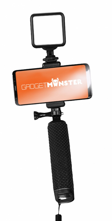 GadgetMonster Vlogging Stick med LED-belysning in de groep SMARTPHONE & TABLETS / Overige accessoires / Docks, statieven en houders bij TP E-commerce Nordic AB (38-98448)