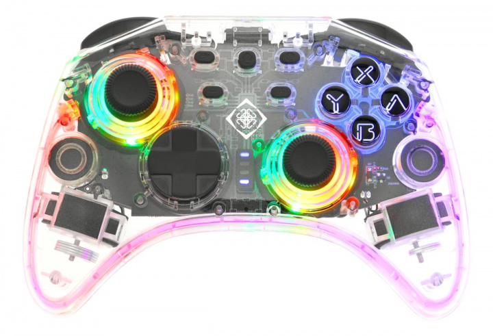 DELTACO Nintendo Switch-controller, transparant, RGB, macroknoppen in de groep HOME ELECTRONICS / Spelconsoles en accessoires / Nintendo Switch / Accessoires bij TP E-commerce Nordic AB (38-98570)