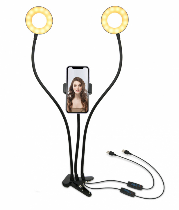 United VBL2177 Dubbele Ringlamp met Mobiele Houder in de groep HOME ELECTRONICS / Foto & Video / Fotoapparatuur / Ringlicht bij TP E-commerce Nordic AB (38-98647)