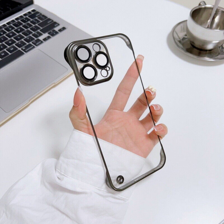 Frameloos hoesje voor iPhone 14 Pro, Transparant/Zwart in de groep SMARTPHONE & TABLETS / Mobielbescherming / Apple / iPhone 14 bij TP E-commerce Nordic AB (38-98896)