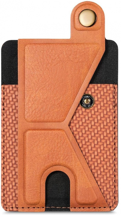PU leren kaarthouder met standaard, Bruin in de groep SMARTPHONE & TABLETS / Overige accessoires / Overige bij TP E-commerce Nordic AB (38-98903)