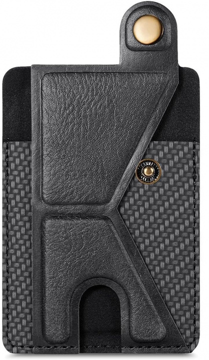 PU leren kaarthouder met standaard, zwart in de groep SMARTPHONE & TABLETS / Overige accessoires / Overige bij TP E-commerce Nordic AB (38-98904)