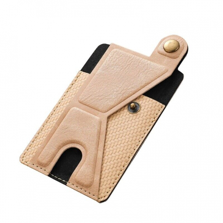 PU leren kaarthouder met standaard, Beige in de groep SMARTPHONE & TABLETS / Overige accessoires / Overige bij TP E-commerce Nordic AB (38-98912)
