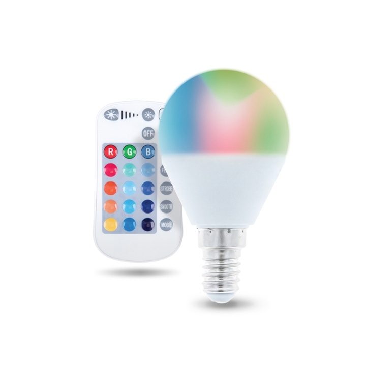 Op afstand bedienbare LED-lamp met RGB, E14, G45, 5W in de groep HOME ELECTRONICS / Verlichting / LED-lampen bij TP E-commerce Nordic AB (38-99028)