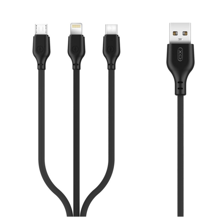 Xo NB103, 3in1-kabel (2,1A) USB - Lightning + USB-C + microUSB, 1m in de groep SMARTPHONE & TABLETS / Opladers & Kabels / Kabels / Kabels microUSB bij TP E-commerce Nordic AB (38-99060)