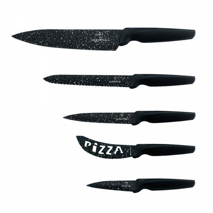Herenthal 6-delige messenset en dunschiller, zwart in de groep HUISHOUDEN & TUIN / Keukengerei / Keukenmessen & accessoires bij TP E-commerce Nordic AB (38-99300)