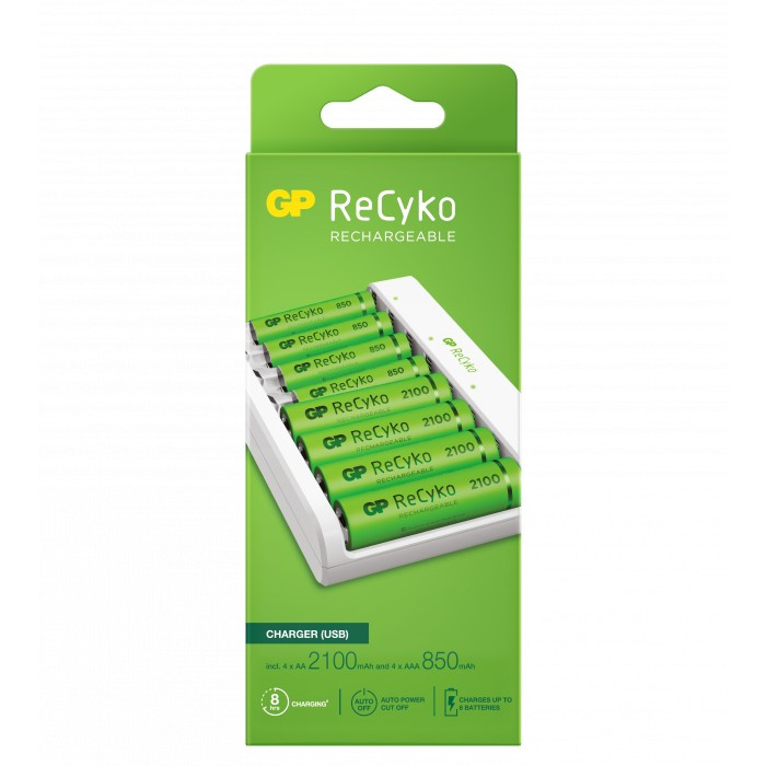 GP ReCyko batteriladdare inkl. AA- och AAA-batterier in de groep HOME ELECTRONICS / Batterijen & Opladers / Batterijoplader bij TP E-commerce Nordic AB (38-99869)