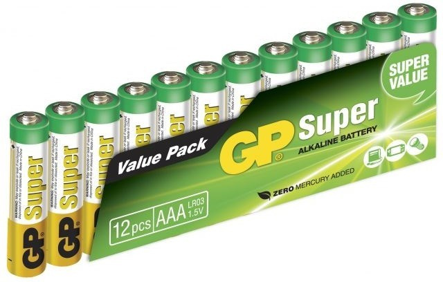 GP Super Alkaline AAA batteri, 24A/LR03, 12-pack in de groep HOME ELECTRONICS / Batterijen & Opladers / Batterijen / AAA bij TP E-commerce Nordic AB (38-99875)