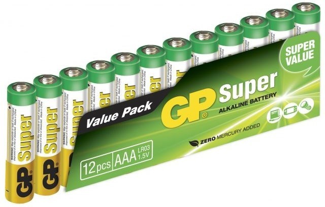 GP Super Alkaline AAA-batterij, 24A/LR03, 12-pak in de groep HOME ELECTRONICS / Batterijen & Opladers / Batterijen / AAA bij TP E-commerce Nordic AB (38-99875)