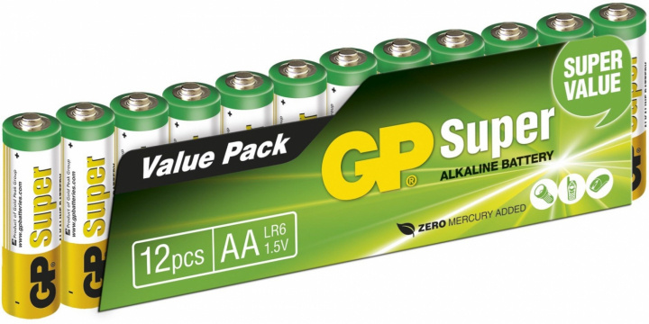 GP Super Alkaline AA-batterij, 15A/LR6, 12-pack in de groep HOME ELECTRONICS / Batterijen & Opladers / Batterijen / Batterijen voor hoortoestellen bij TP E-commerce Nordic AB (38-99877)