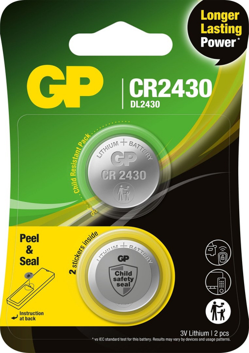 GP Knappcell CR2430 litiumbatteri 2-pack in de groep HOME ELECTRONICS / Batterijen & Opladers / Batterijen / Knoopcel bij TP E-commerce Nordic AB (38-99881)