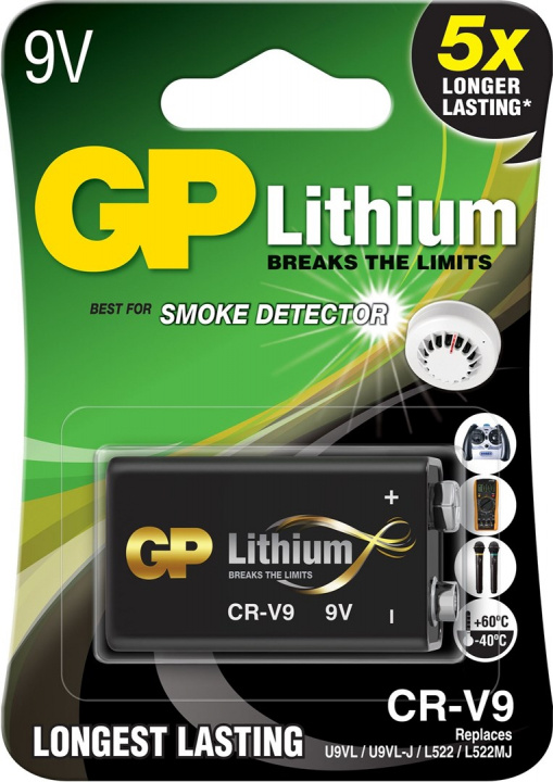 GP litiumbatteri CR-V9 1-pack in de groep HOME ELECTRONICS / Batterijen & Opladers / Batterijen / Knoopcel bij TP E-commerce Nordic AB (38-99882)