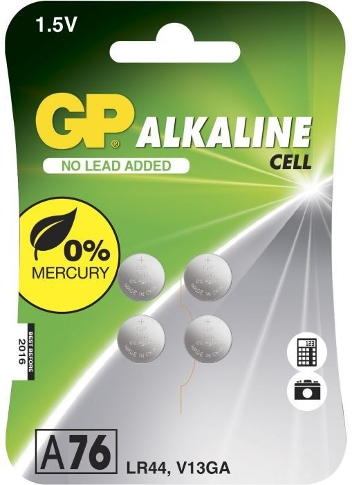 GP knappcell 76A, 1,5V, LR44, 4-pack in de groep HOME ELECTRONICS / Batterijen & Opladers / Batterijen / Knoopcel bij TP E-commerce Nordic AB (38-99885)