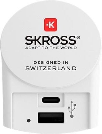 Skross Reseadapter Europa till USB-A & USB-C in de groep HUISHOUDEN & TUIN / Elektriciteit & Verlichting / Reisadapters bij TP E-commerce Nordic AB (38-99961)