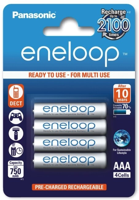 Panasonic Eneloop R03/AAA 750mAh - 4 pcs blister in de groep HOME ELECTRONICS / Batterijen & Opladers / Batterijen / AAA bij TP E-commerce Nordic AB (89-504628)