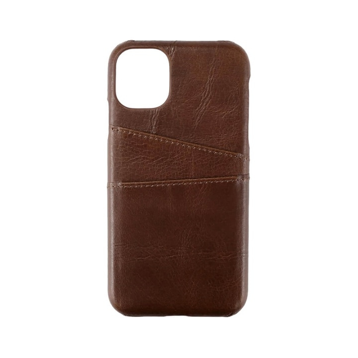ONSALA COLLECTION Cover Leather Brown iPhone 11 med Kortfack in de groep SMARTPHONE & TABLETS / Mobielbescherming / Apple / Lippenstift / Lipgloss bij TP E-commerce Nordic AB (A00287)