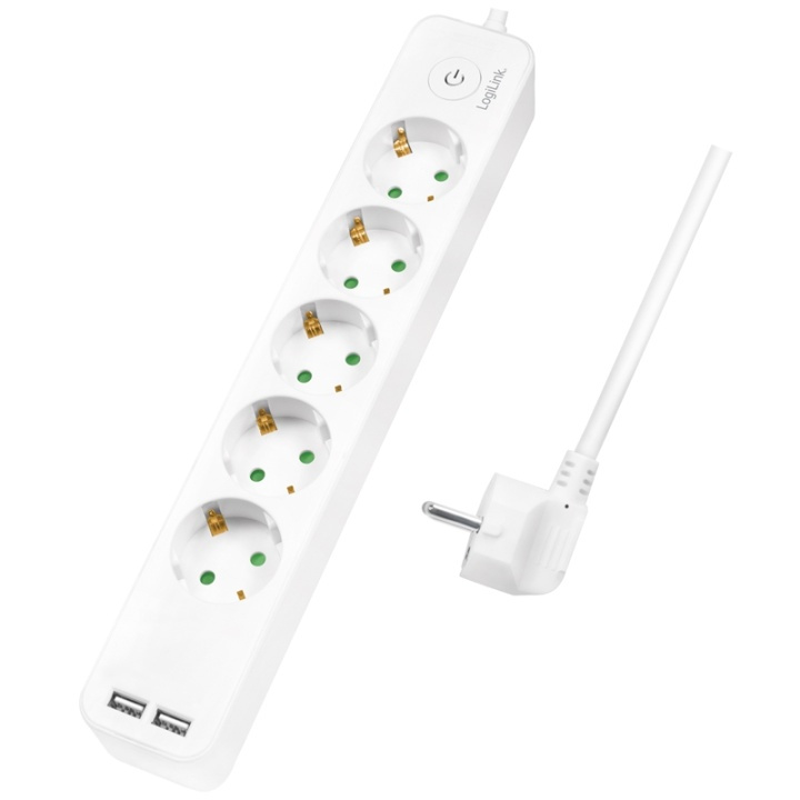 LogiLink Grenuttag 5-vägs + 2st USB m b in de groep HUISHOUDEN & TUIN / Elektriciteit & Verlichting / Stekkerblokken bij TP E-commerce Nordic AB (A00848)