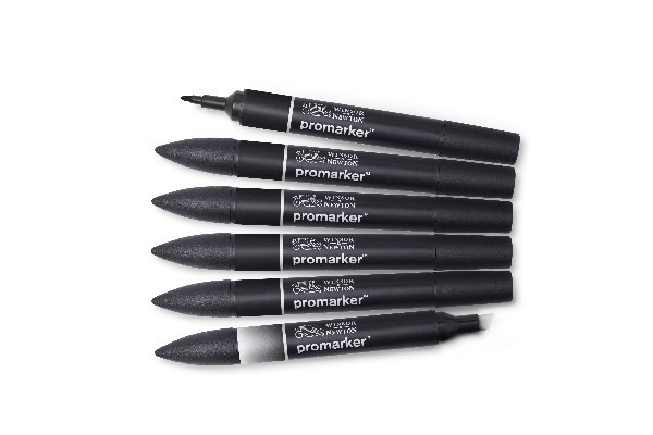 Winsor Promarker set 6st (5st Svart +1st blender) in de groep SPORT, VRIJE TIJD & HOBBY / Hobby / Schilderen & tekenen / Pennen, kleurpotloden en inkt bij TP E-commerce Nordic AB (A01241)