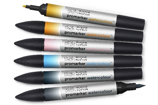 Winsor WaterColour Marker 6-pack, Sky tones set in de groep SPORT, VRIJE TIJD & HOBBY / Hobby / Schilderen & tekenen / Pennen, kleurpotloden en inkt bij TP E-commerce Nordic AB (A01326)