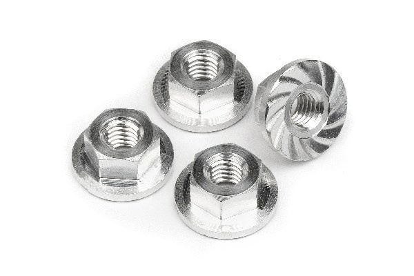 Serrated Flange Nut M4X10.8Mm (4Pcs) in de groep SPEELGOED, KINDER- & BABYPRODUCTEN / Op afstand bestuurbaar / Reserveonderdelen & Extra accessoires / HPI / Schroeven/Beugels / Moeren bij TP E-commerce Nordic AB (A02110)