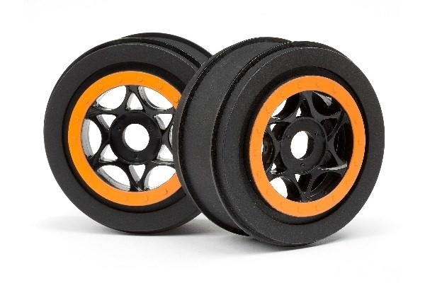 Ah-64 Wheel Black/Orange (42X83Mm/2Pcs) in de groep SPEELGOED, KINDER- & BABYPRODUCTEN / Op afstand bestuurbaar / Reserveonderdelen & Extra accessoires / HPI / Velgen / Offroad bij TP E-commerce Nordic AB (A02343)