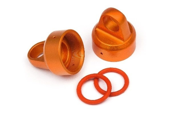 Aluminum Top Shock Cap (Orange/2Pcs) in de groep SPEELGOED, KINDER- & BABYPRODUCTEN / Op afstand bestuurbaar / Reserveonderdelen & Extra accessoires / HPI / Reserveonderdelen & Tuning / Schokdempers bij TP E-commerce Nordic AB (A02387)