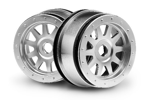 Tr-10 Glue-Lock Wheel Matte Chrome (120X60Mm/2Pcs) in de groep SPEELGOED, KINDER- & BABYPRODUCTEN / Op afstand bestuurbaar / Reserveonderdelen & Extra accessoires / HPI / Velgen / Offroad bij TP E-commerce Nordic AB (A02409)