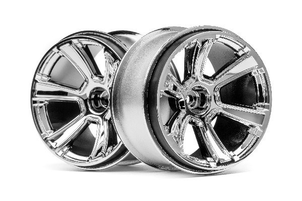 6-Shot Mt Wheel (Chrome/2Pcs) in de groep SPEELGOED, KINDER- & BABYPRODUCTEN / Op afstand bestuurbaar / Reserveonderdelen & Extra accessoires / HPI / Velgen / Offroad bij TP E-commerce Nordic AB (A02666)