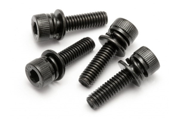 Cap Head Screw M4X15Mm With Washer (4Pcs) in de groep SPEELGOED, KINDER- & BABYPRODUCTEN / Op afstand bestuurbaar / Reserveonderdelen & Extra accessoires / HPI / Motors / Onderdelen Benzinemotoren bij TP E-commerce Nordic AB (A02985)