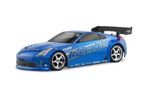 Nissan 350Z Greddy Twin Turbo Body (190Mm) in de groep SPEELGOED, KINDER- & BABYPRODUCTEN / Op afstand bestuurbaar / Reserveonderdelen & Extra accessoires / HPI / Carrosserieën & Accessoires / Onroad-carrosserieën (Transparant) bij TP E-commerce Nordic AB (A03001)