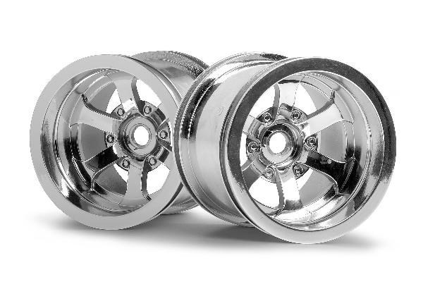 Scorch 6-Spoke Wheel Shiny Chrome (55X50Mm/2Pcs) in de groep SPEELGOED, KINDER- & BABYPRODUCTEN / Op afstand bestuurbaar / Reserveonderdelen & Extra accessoires / HPI / Velgen / Offroad bij TP E-commerce Nordic AB (A03040)