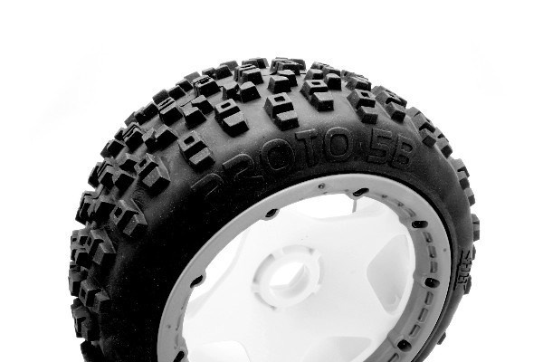 Proto Tire (White/Baja 5B/Rear/2Pcs) in de groep SPEELGOED, KINDER- & BABYPRODUCTEN / Op afstand bestuurbaar / Reserveonderdelen & Extra accessoires / HPI / Banden / Offroad bij TP E-commerce Nordic AB (A03364)