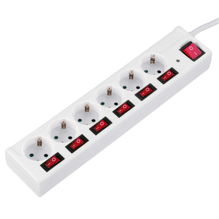 HAMA 6W-POWERJACK 6+1 WHITE individually switchable, white in de groep HUISHOUDEN & TUIN / Elektriciteit & Verlichting / Stekkerblokken bij TP E-commerce Nordic AB (A04785)