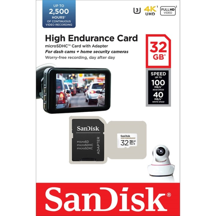 SANDISK MicroSDHC 32GB High Endurance med adapter in de groep HOME ELECTRONICS / Opslagmedia / Geheugenkaarten / MicroSD/HC/XC bij TP E-commerce Nordic AB (A05011)