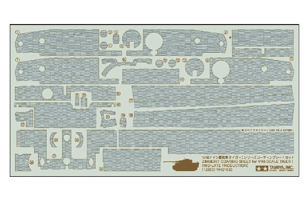 Tamiya 1/48 TigerI Mid-Late Zim Sheet in de groep SPORT, VRIJE TIJD & HOBBY / Hobby / Kunststof modellen / Militaire voertuigen (land) bij TP E-commerce Nordic AB (A06692)