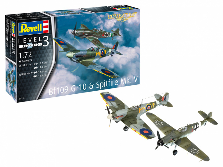 Revell 1:72 Model Set Combat Set Bf109G-10 & Spitfire Mk in de groep SPORT, VRIJE TIJD & HOBBY / Hobby / Kunststof modellen / Startpakketten/Cadeausets bij TP E-commerce Nordic AB (A08040)