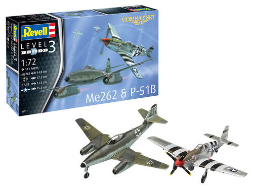 Revell 1:72 Model Set Combat Set Me262 & P-51B in de groep SPORT, VRIJE TIJD & HOBBY / Hobby / Kunststof modellen / Startpakketten/Cadeausets bij TP E-commerce Nordic AB (A08041)