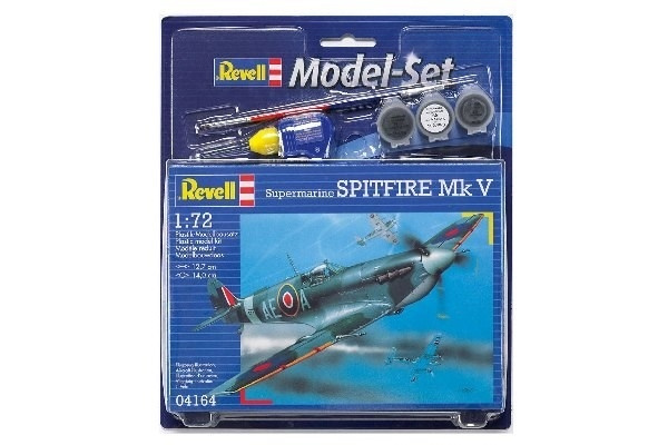 Revell Model Set Spitfire Mk V in de groep SPORT, VRIJE TIJD & HOBBY / Hobby / Kunststof modellen / Startpakketten/Cadeausets bij TP E-commerce Nordic AB (A08098)